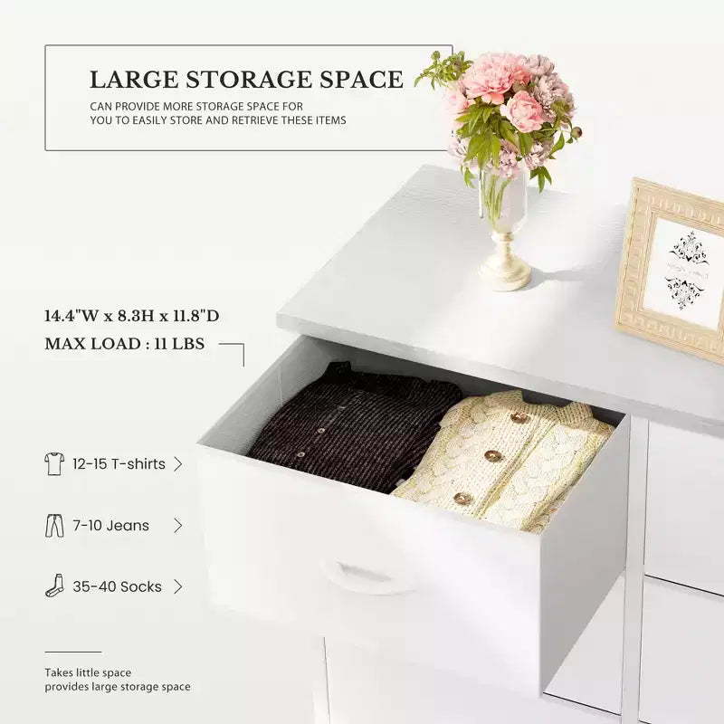 Commode verticale à 10 tiroirs - Commode de rangement en tissu rustique de 80 cm de large pour chambre à coucher/chambre d'enfant, cadre en acier