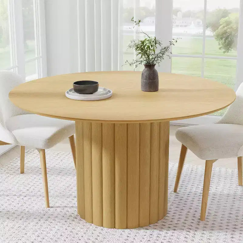 Table à manger ronde en bois de style Mid-Century pour 4 personnes - Bois naturel