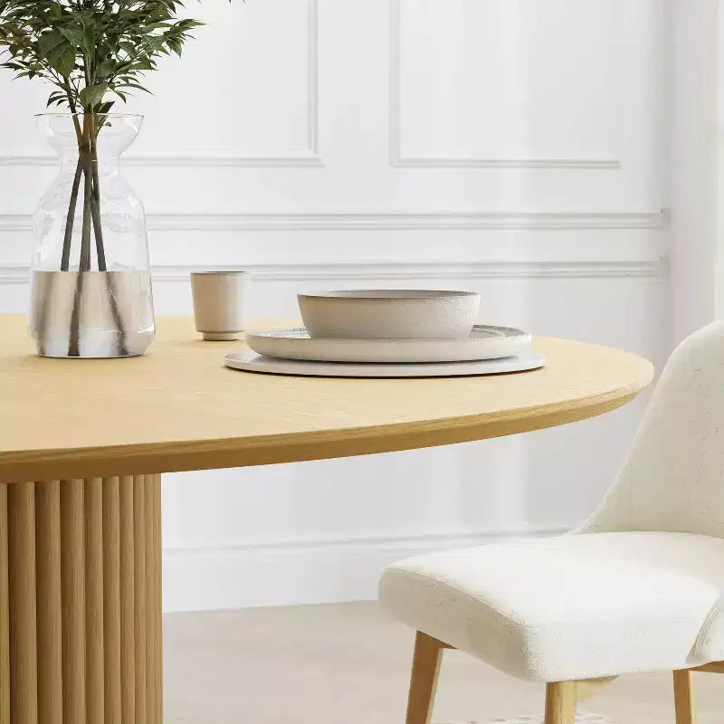 Table à manger ronde en bois de style Mid-Century pour 4 personnes - Bois naturel