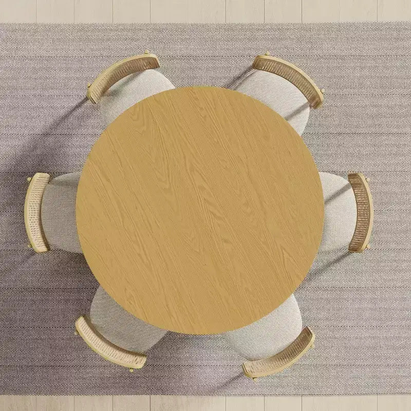 Table à manger ronde en bois de style Mid-Century pour 4 personnes - Bois naturel