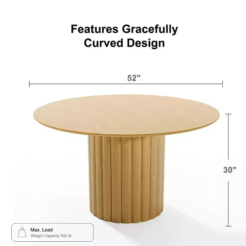 Table à manger ronde en bois de style Mid-Century pour 4 personnes - Bois naturel